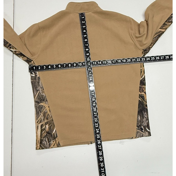 Ducks Unlimited Jacket Mens Large Tan Fleece Camo Full Zip Lightweight Hunting - Picture 3 of 11